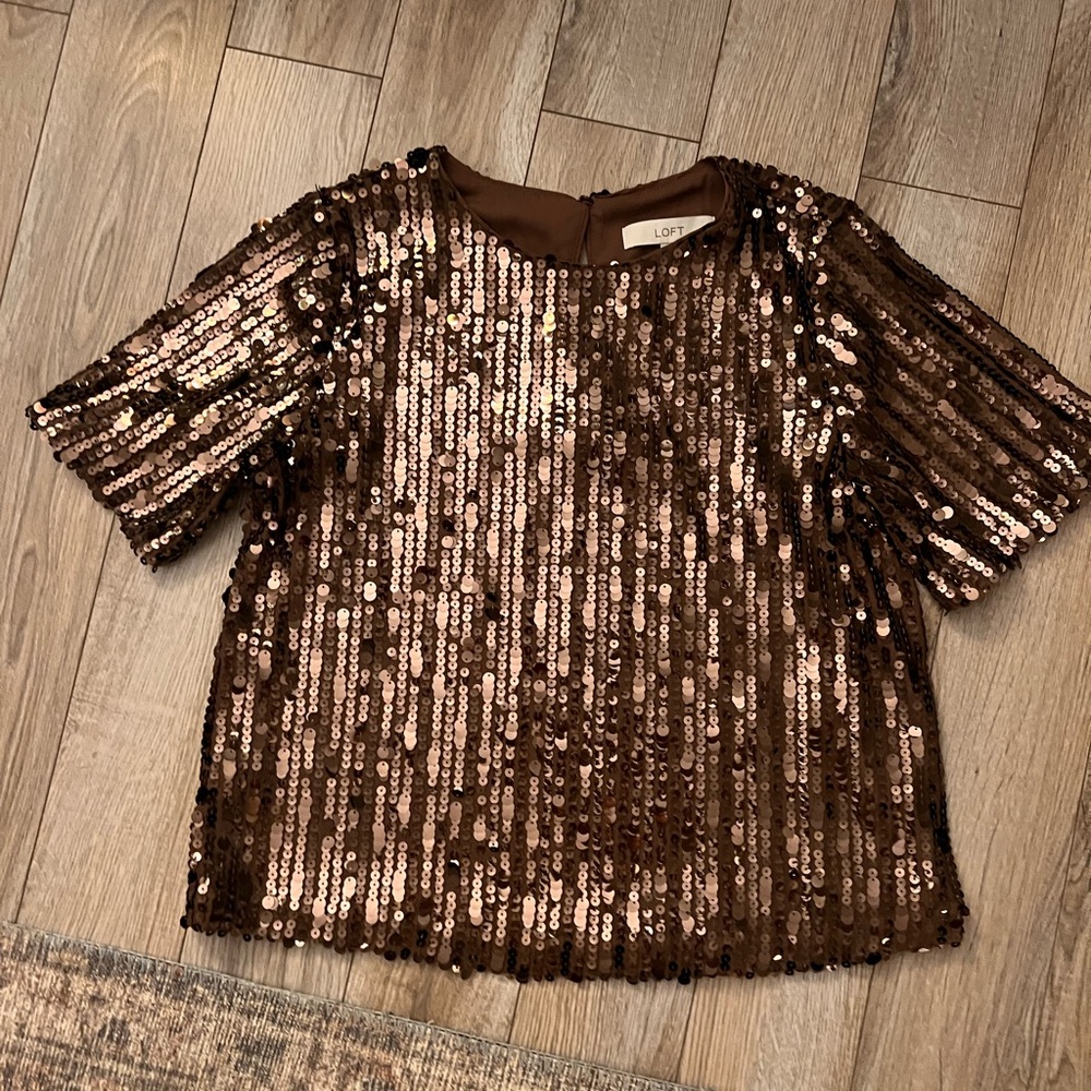 Pretty copper/brown sequin top NWT